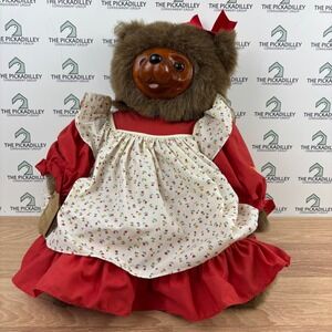 Vtg 1985 Robert Raikes Bear Rebecca Wooden Face Limited Edition Applause 5447